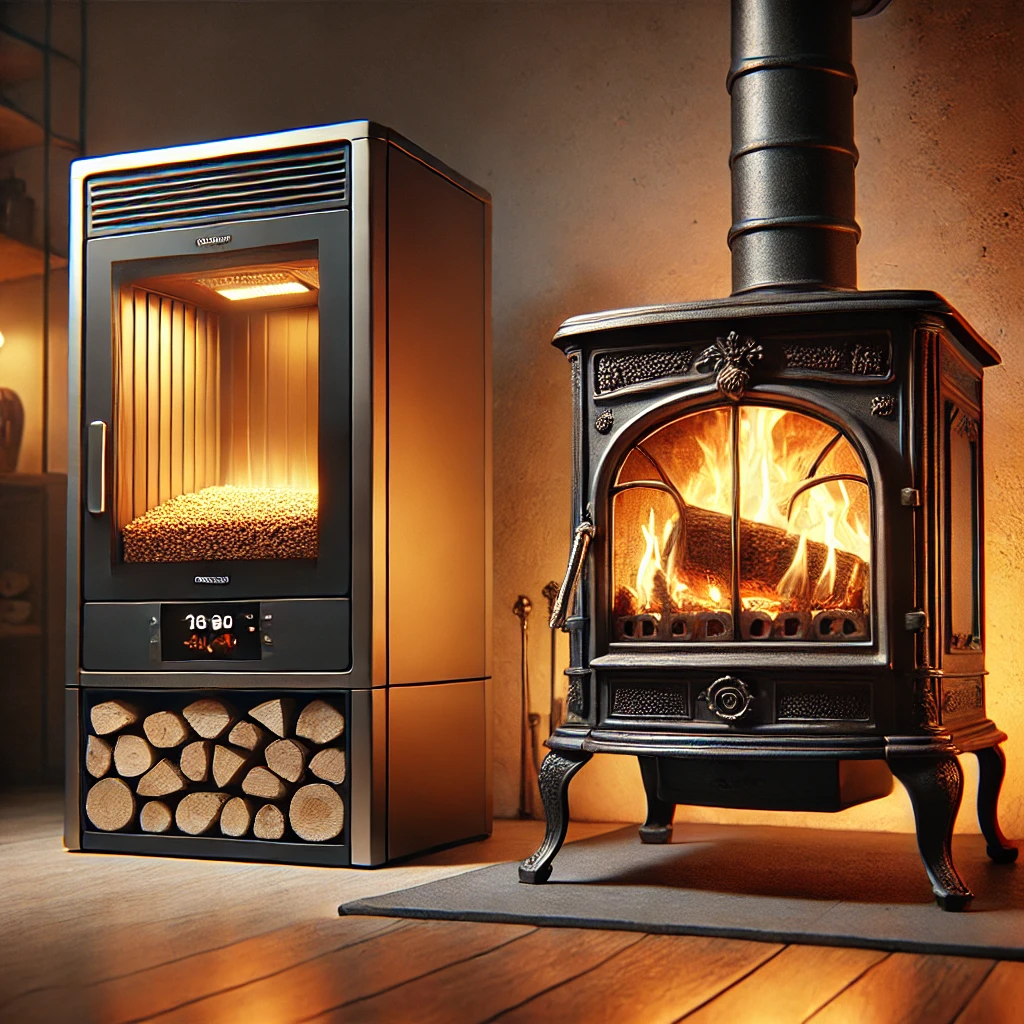 estufas de pellets y estufas de leña